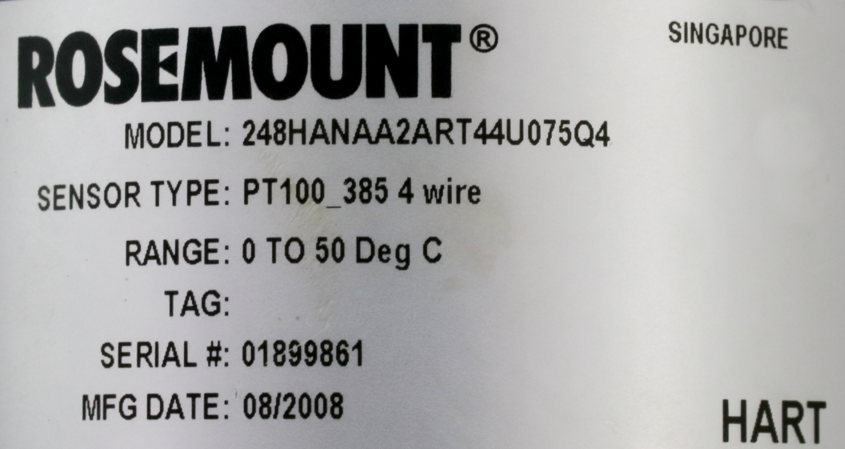 バイイー 12974 ROSEMOUNT TEMP TRANSMITTER, PT100_385 4 WIRE, 0~50°C